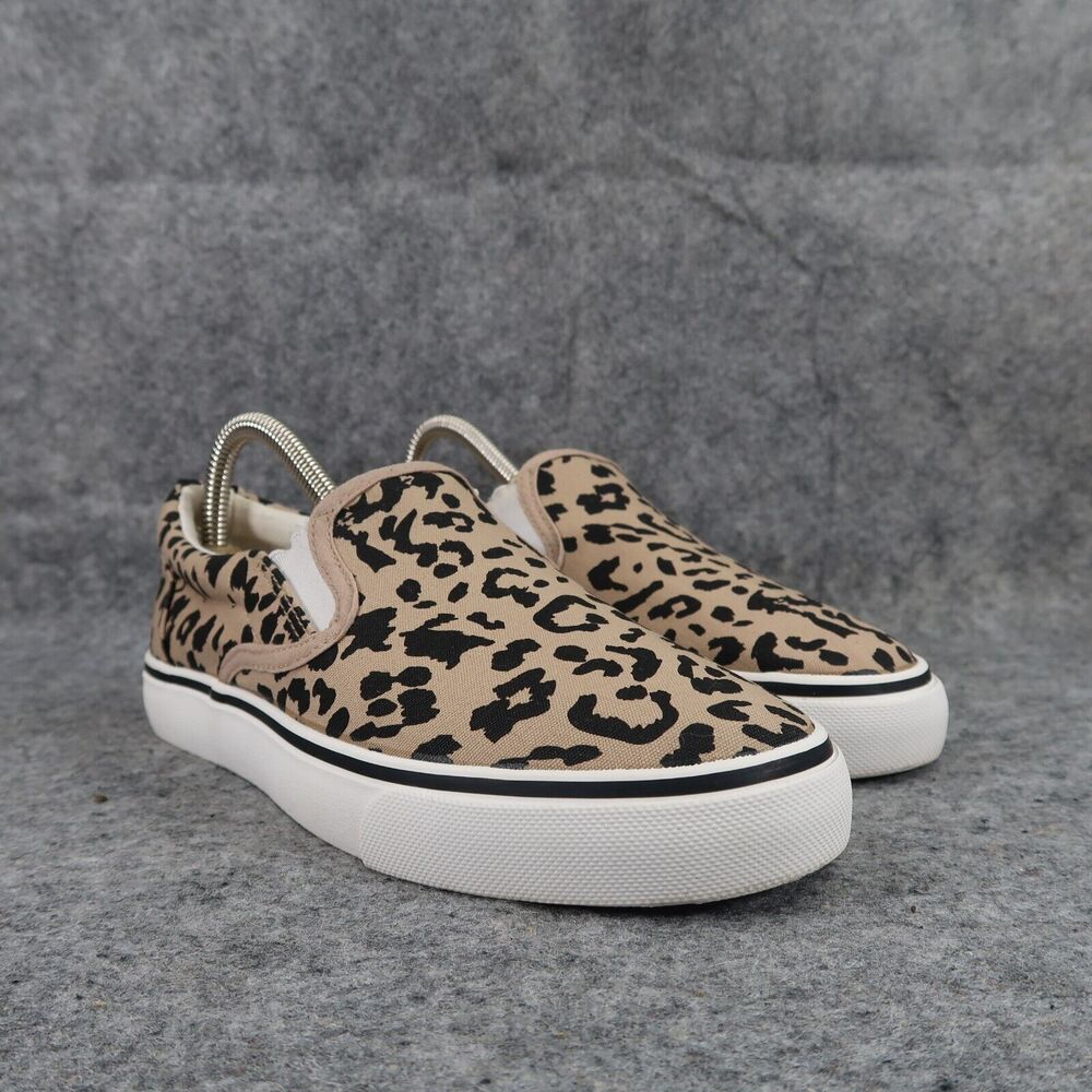 Womens Sneakers Canvas Slip On Shoes 7 Leopard Print Fashion Casual Classic Flat